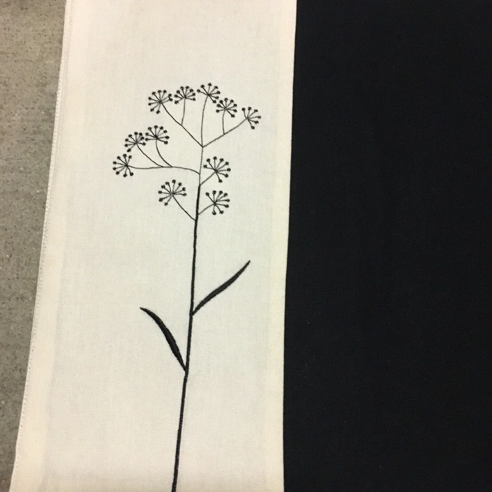 Embroidered 4 Black and White Cloth Color Block Placemats 19 inches  X 13 inches